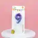 Vela Cumpleaños Estilo Globo Numero 9 Degradado Violeta