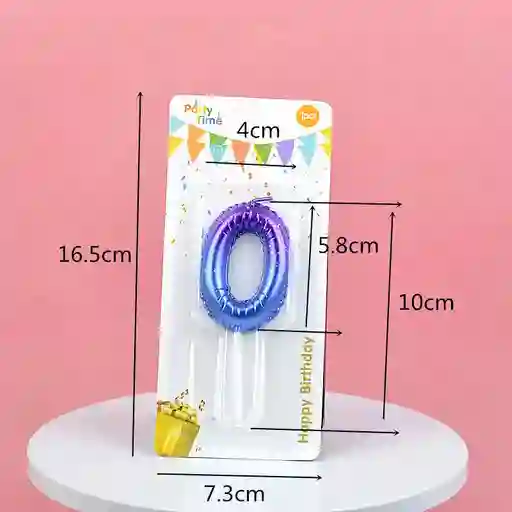 Vela Cumpleaños Estilo Globo Numero 0 Degradado Violeta
