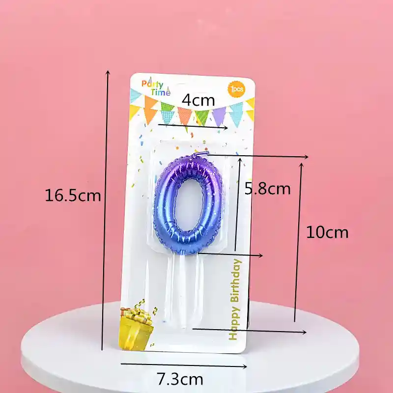 Vela Cumpleaños Estilo Globo Numero 0 Degradado Violeta
