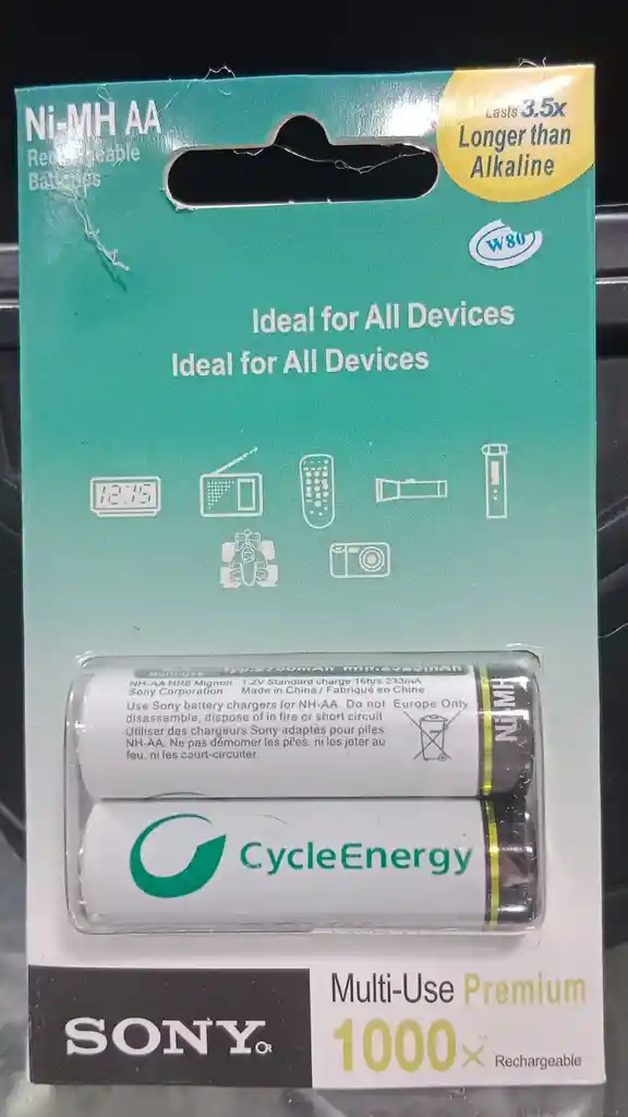 Pila Batería Sony Recargable Aaa X 2 Und 1600mah 1.2v Ni-mh -