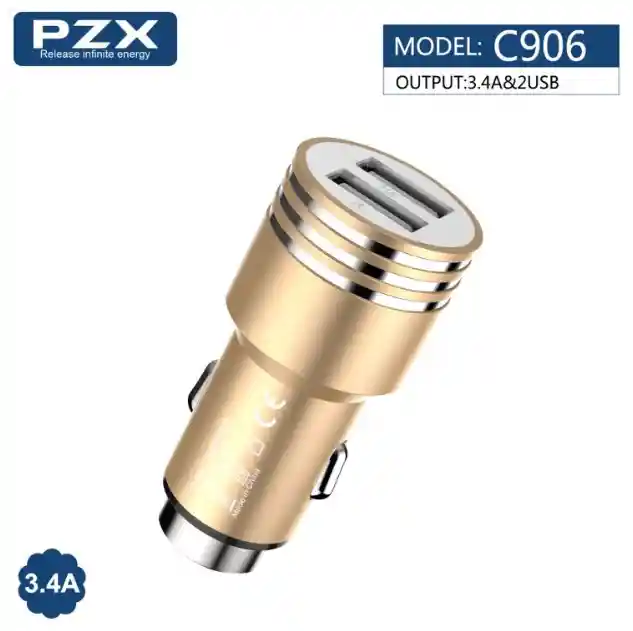 Cargador Para Carro 12v/24v 3.1a Aluminio Pzx C906