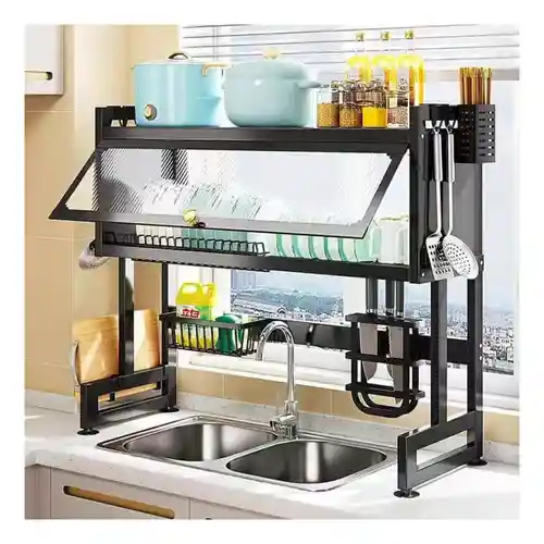 Platero Escurridor De Platos Organizador Tapa + Dispensador