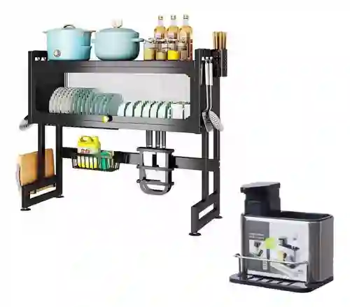 Platero Escurridor De Platos Organizador Tapa + Dispensador