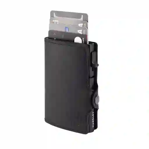 Billetera Hombre De Cuero Hardley Tarjetero Bloqueo Rfi - Negra