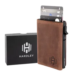Billetera Cuero Hardley Tarjetero Protección Rfid - Cafe Oscuro