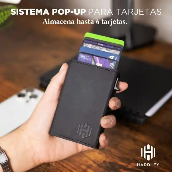 Billetera Cuero Hardley Tarjetero Protección Rfid - Negra