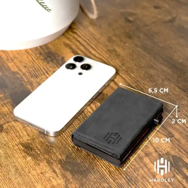 Billetera Cuero Hardley Tarjetero Protección Rfid - Negra