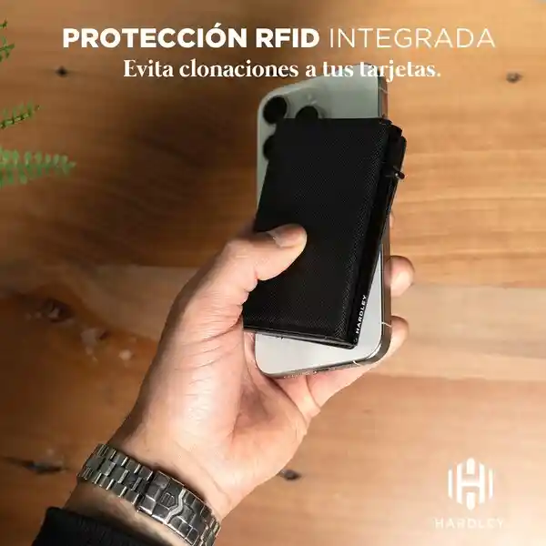 Billetera Hombre Hardley Tarjetero Protección Rfid - Saffiano