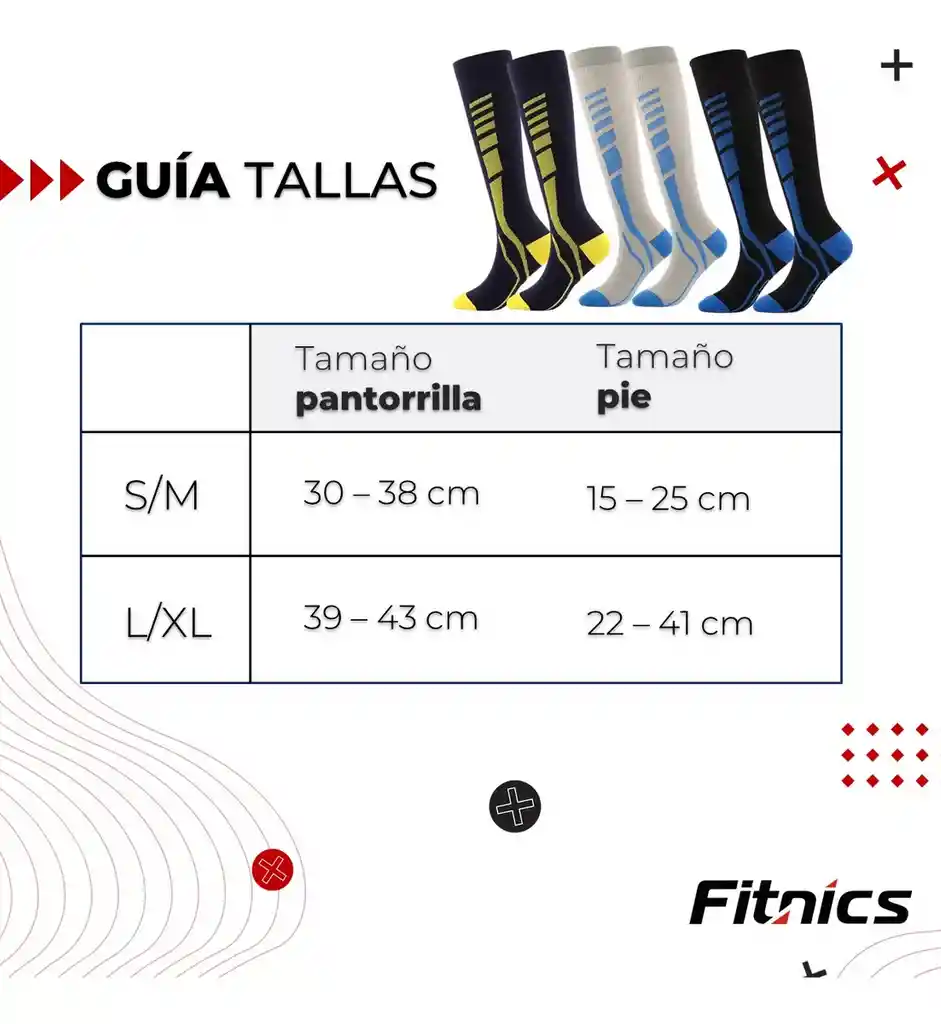 Medias De Compresion Fitnics 20-30 Mmhg Set X 3 - L/xl