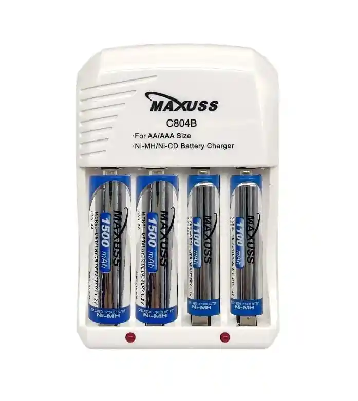 Cargador + Pilas Recargable Maxuss C804b 2 Pilas Aa3000 Mah Y 2 Pilas Aaa 1100 Mah