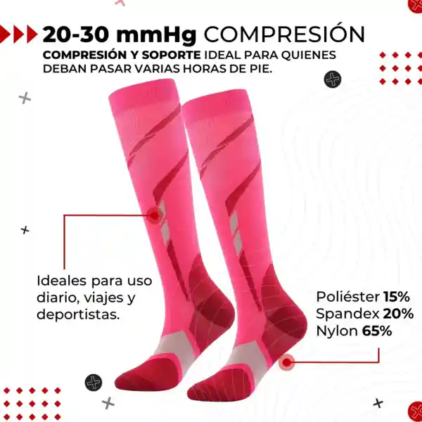 Medias De Compresion Fitnics 20-30 Mmhg Set X 3 - S/m