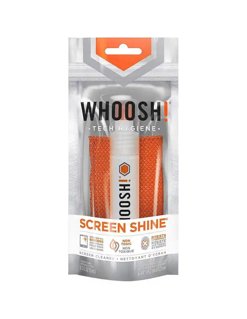 Limpiador De Pantallas Whoosh! Pocket 8 Ml + 1 Paño De Microfibra