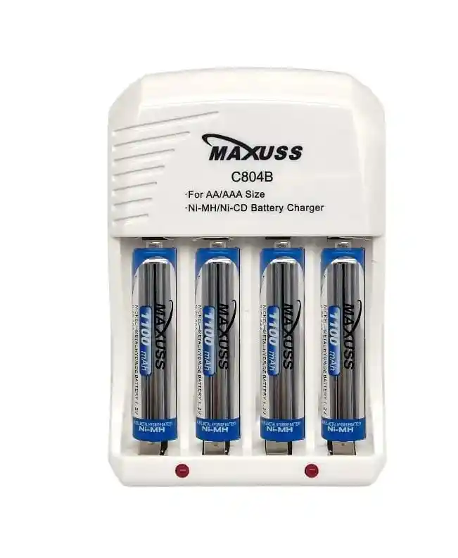 Cargador + Pilas Recargable Maxuss 4 Baterías Recargables Aaa 1100mah