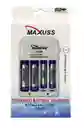 Cargador + Pilas Recargable Maxuss 4 Baterías Recargables Aaa 1100mah