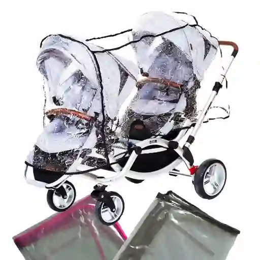 Forro Coche Gemelar Lineal Protector De Lluvia Bebe Negro