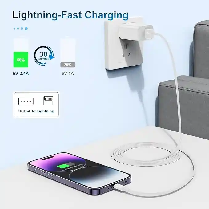 Cable Iphone 2 Metros Usb A Lightning Cable De Datos