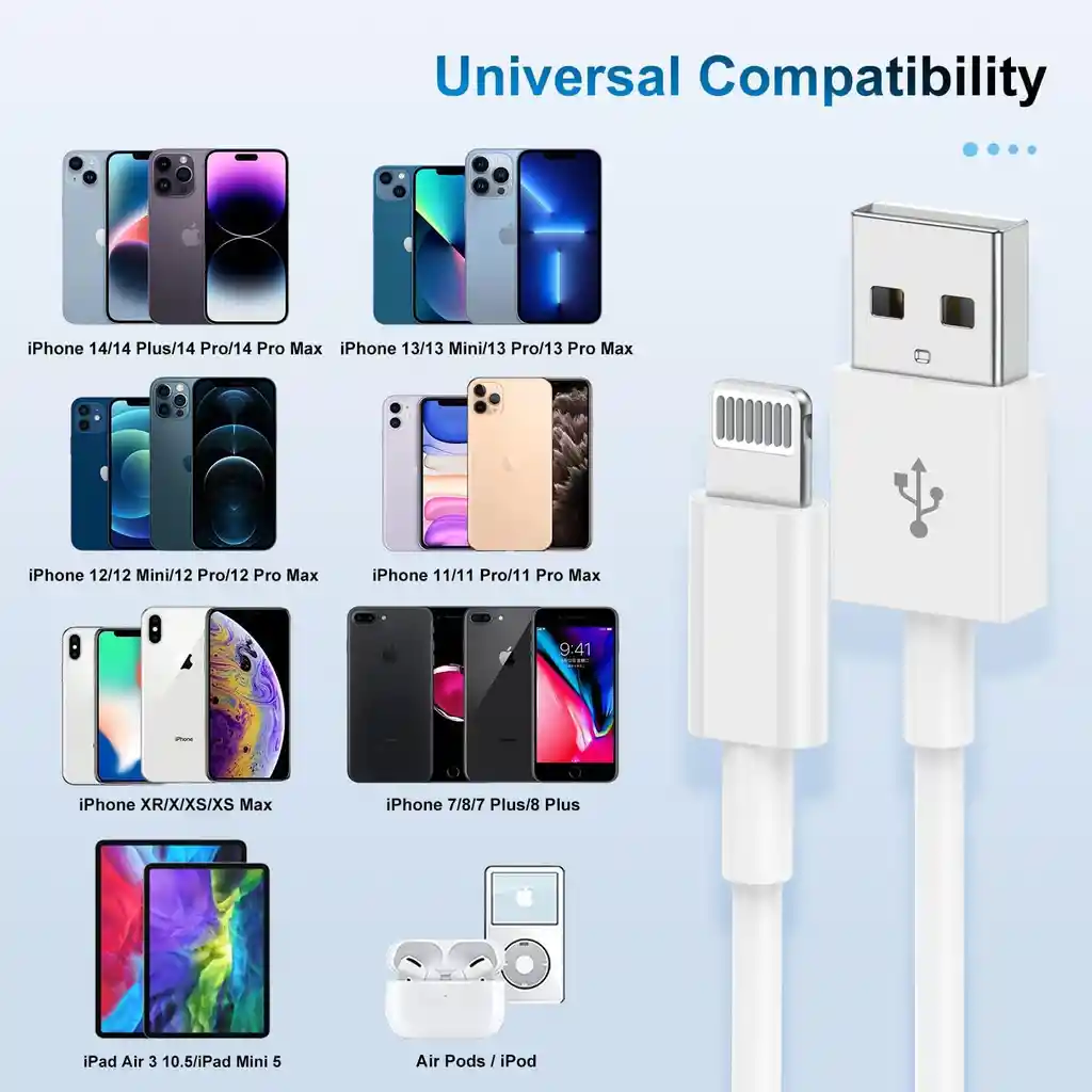 Cable Iphone 2 Metros Usb A Lightning Cable De Datos