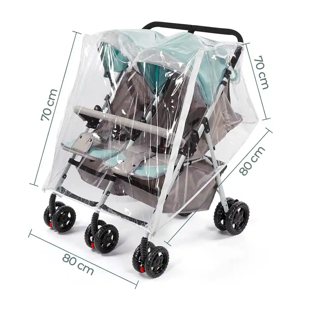 Forro Coche Gemelar Paralelo Protector De Lluvia Bebe Negro