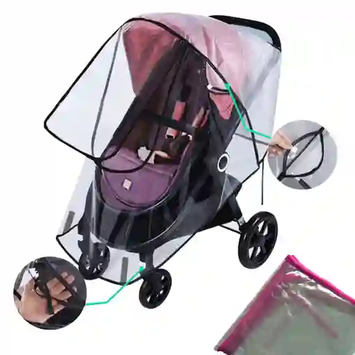 Forro Plastico Protector De Lluvia Coche Para Bebe Rosado Pro