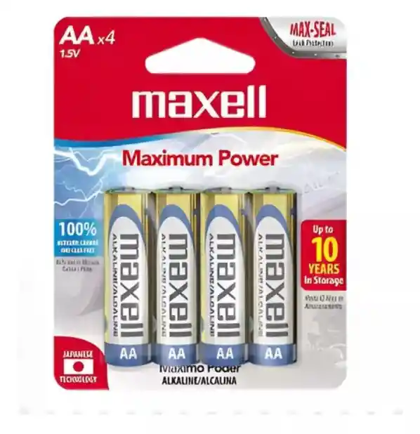 Pila Batería Alcalina Aa Paq X 4 Unds Maxell