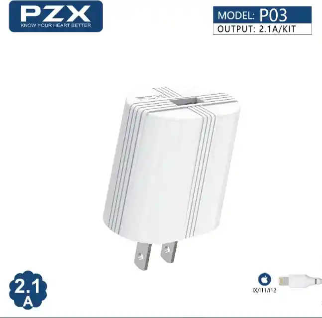 Cargador Para Celular Tipo Iphone 2.1a Pzx P03