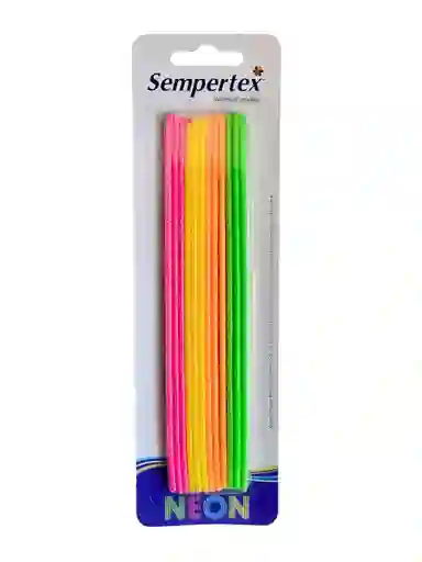 Vela Larga Neón Con Brillos X 24 Uds Sempertex