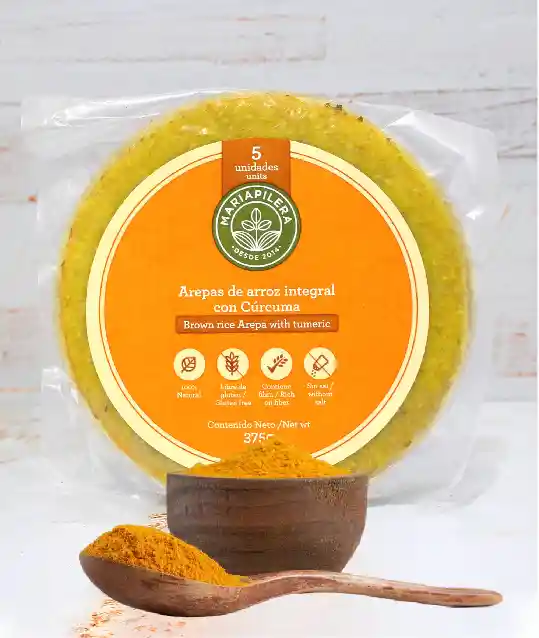 Arepa De Arroz Integral Cúrcuma X 5 Und