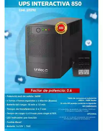 Ups 850w Unitec