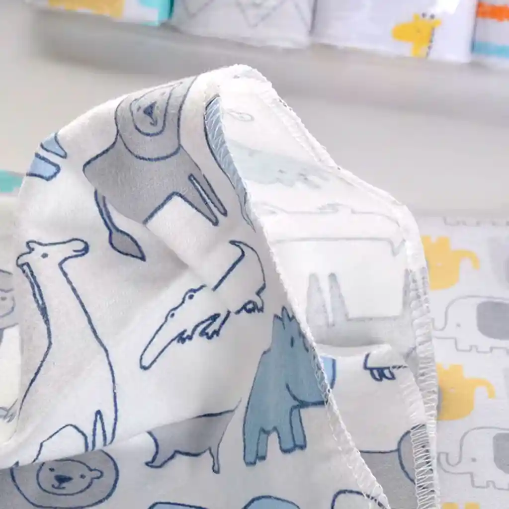 Paquete X4 Mantillas Azul Carritos 100% Algodón De 76x76cm, Sabana De Muselina Con Estampado Y Colores Divertidos, Manta De Tela Suave Y Antialérgica