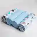 Paquete X4 Mantillas Azul Carritos 100% Algodón De 76x76cm, Sabana De Muselina Con Estampado Y Colores Divertidos, Manta De Tela Suave Y Antialérgica