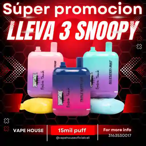 Vape Promocion 3 Snoopysmoke - 15000 Puff C/u - 5% Nicotina