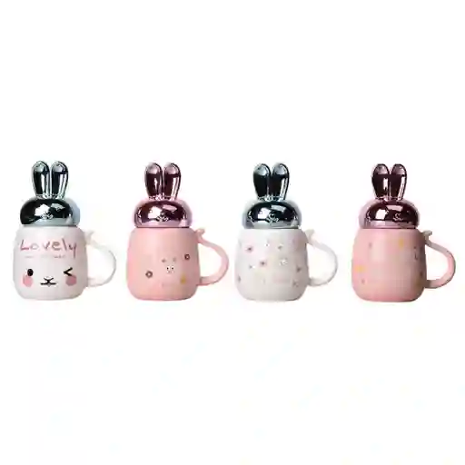 Mug Pocillo Ceramica Diseño Conejos 380ml Dim:9*9*12