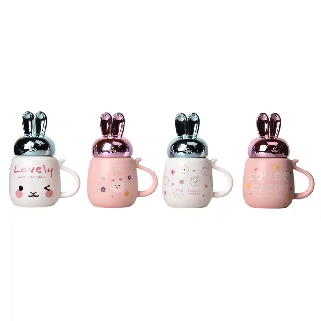 Mug Pocillo Ceramica Diseño Conejos 380ml Dim:9*9*12