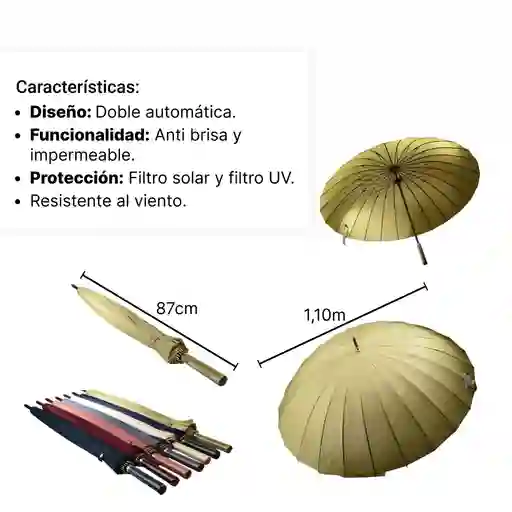 Sombrilla Grande Manual Varilla En Fibra