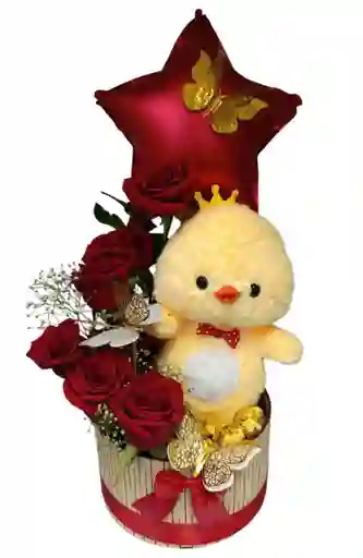 Ancheta Pato Pollito Con Rosas Globo Dia De La Mujer