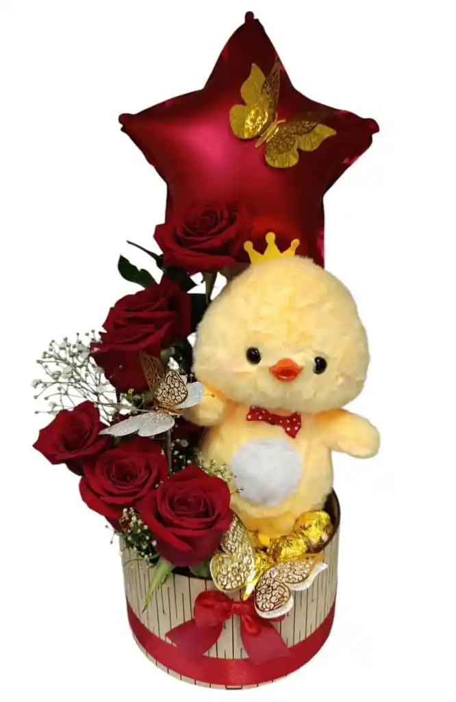 Ancheta Pato Pollito Con Rosas Globo Dia De La Mujer