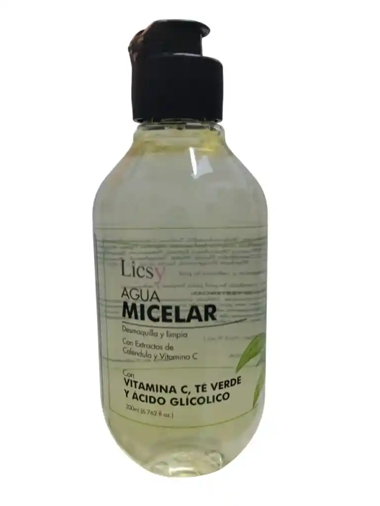 Agua Micelar Con Vitamina C, Te Verde Y Acid Glicolico X 200 Ml Licsy