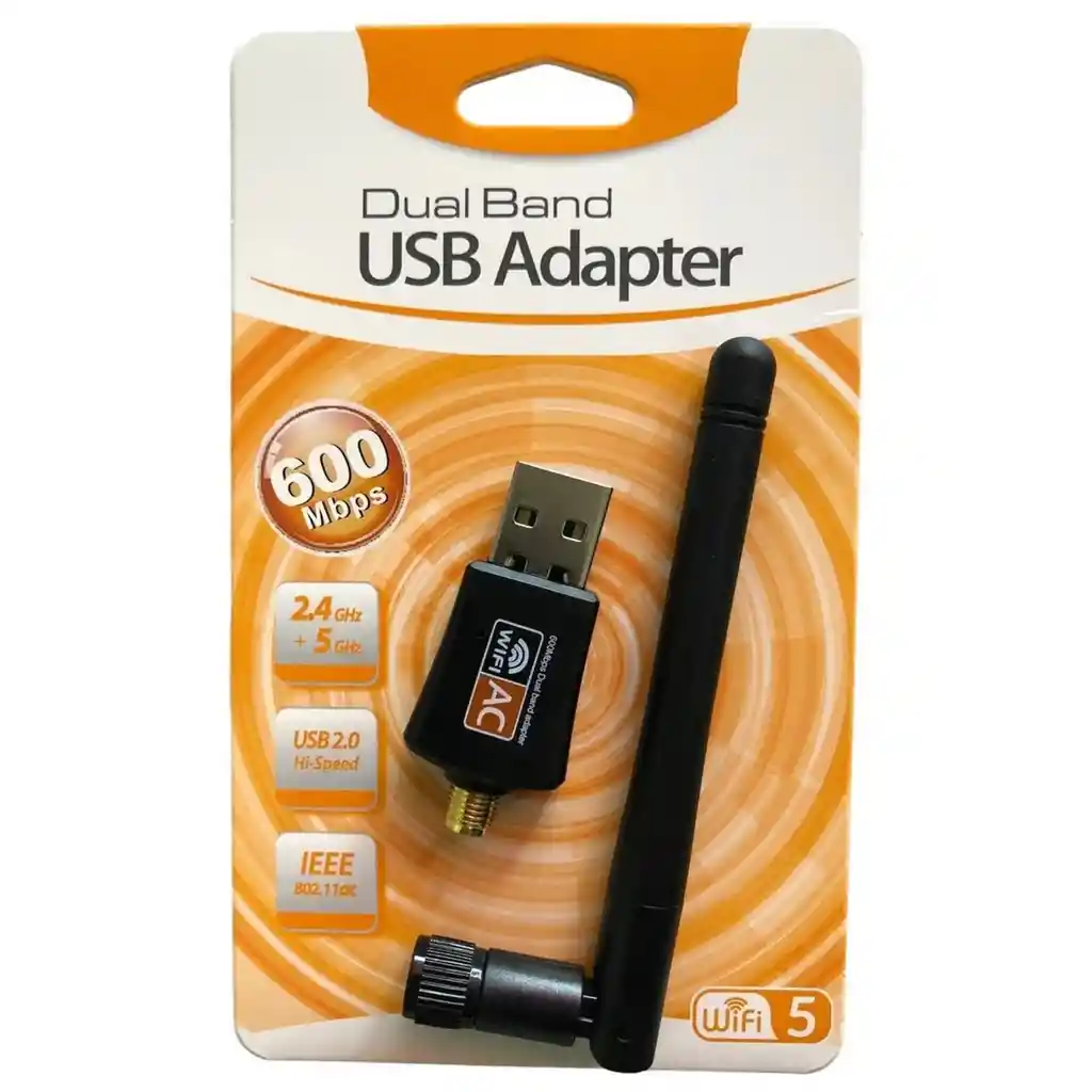 Adaptador Wifi Usb Doble Banda 24g 5g 600mbps Con Antena
