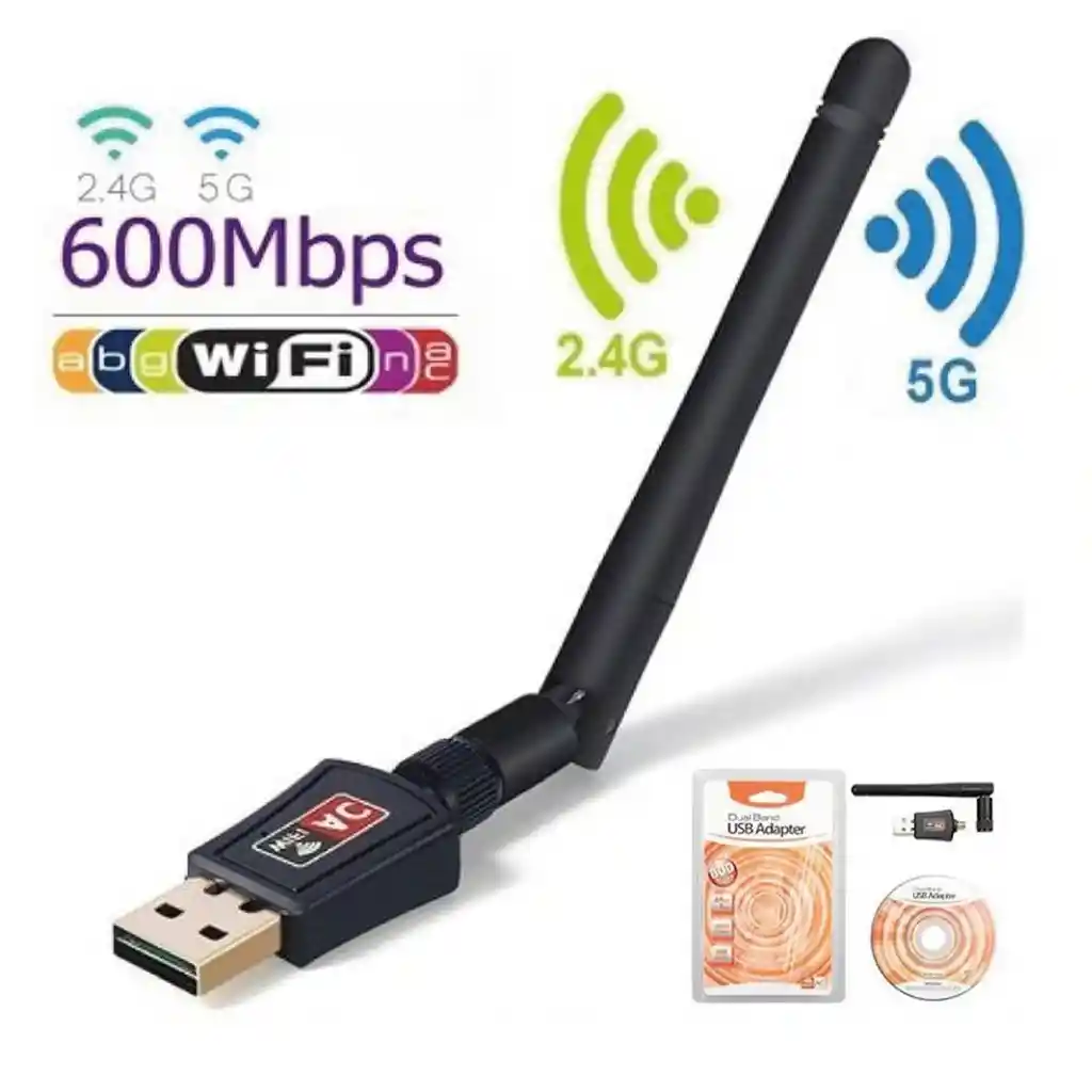 Adaptador Wifi Usb Doble Banda 24g 5g 600mbps Con Antena