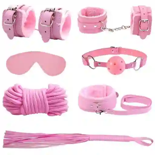 Kit Bondage 7 Piezas Rosa Sadomasoquismo