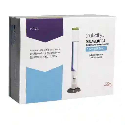 Dulaglutida Trulicity 1,5mg/0,5ml 4 Inyectores Prellenados Descartables 0,5 Ml