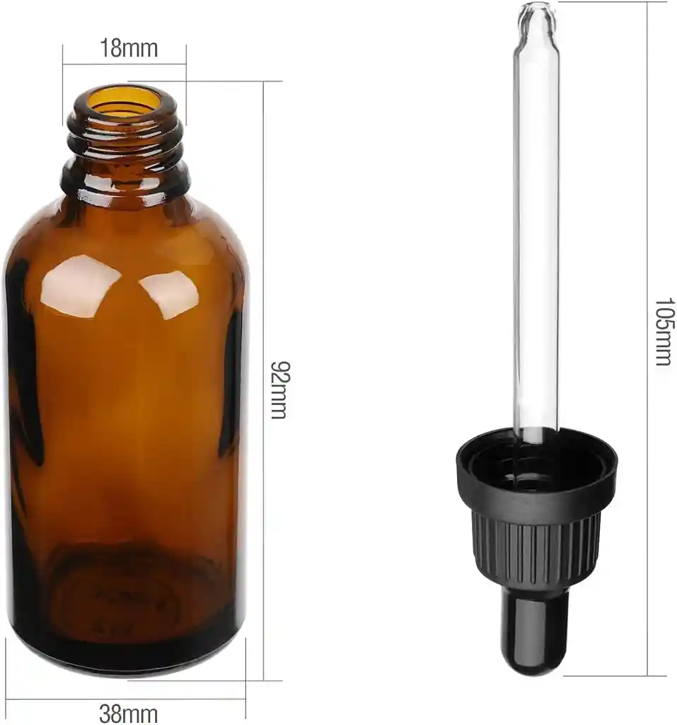 Gotero Vidrio X4 Ambar 50 Ml Con Gotero Pipeta En Vidrio