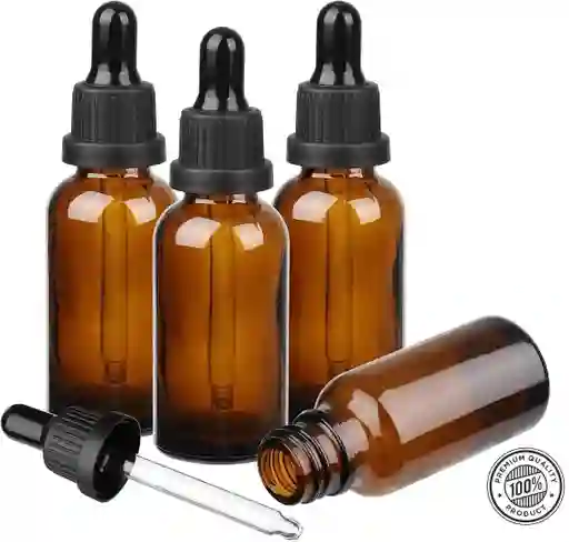 Gotero Vidrio X4 Ambar 50 Ml Con Gotero Pipeta En Vidrio