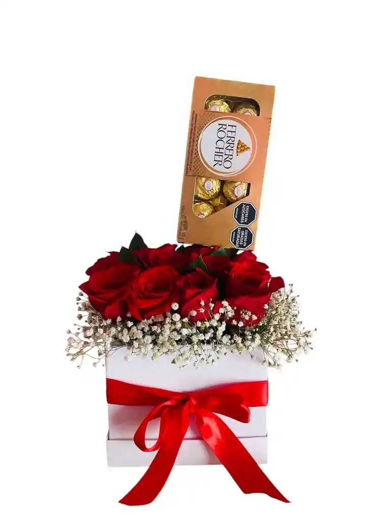 Caja De Rosas Con Ferrero Rocher