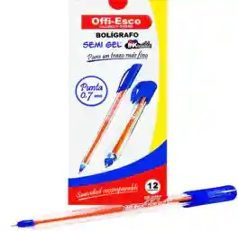 Lapicero 0,7mm Azul Semi Gel Offi Esco
