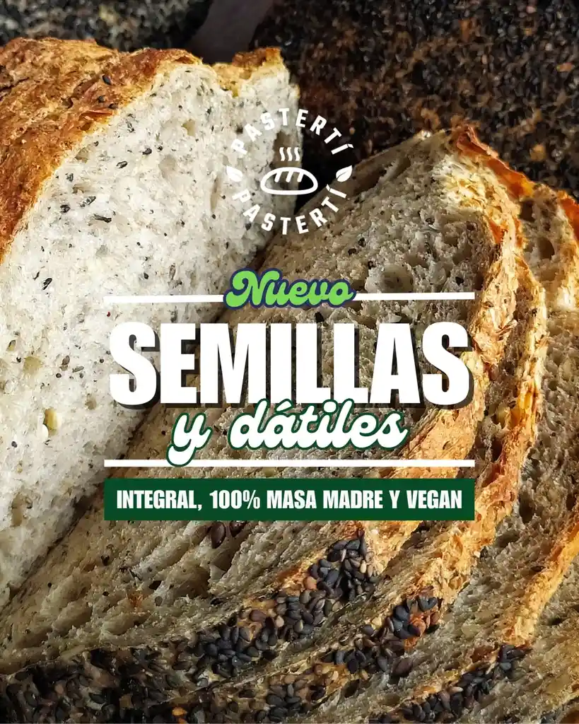 Semillas Y Dátiles - Rústico Integral Y Centeno - Saludable, Vegano, 100% Masa Madre