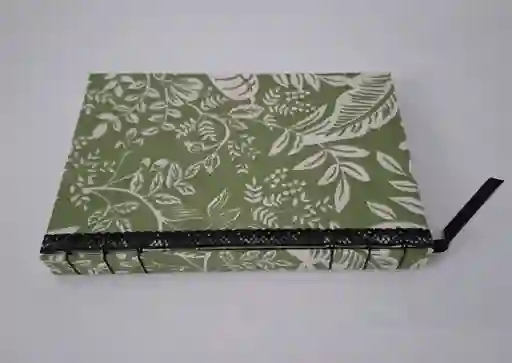 Cuaderno Belga Verde Plantas Grande Con Encaje