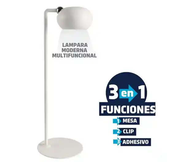 Lampara Multifuncional 3 Funciones En 1, Redonda Blanca, Recargable!