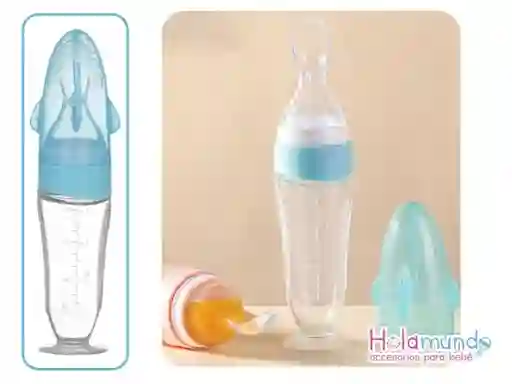 Tetero Cuchara 4 Onz En Silicona Azul