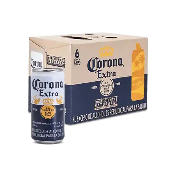 Corona Cerveza Extra En Lata x6